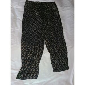 Art Salwar Pants Black Gold Circle Print Wide Leg One Size High Rise Boho Harem